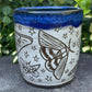 Carved Blue Handleless Moth Mug 12oz