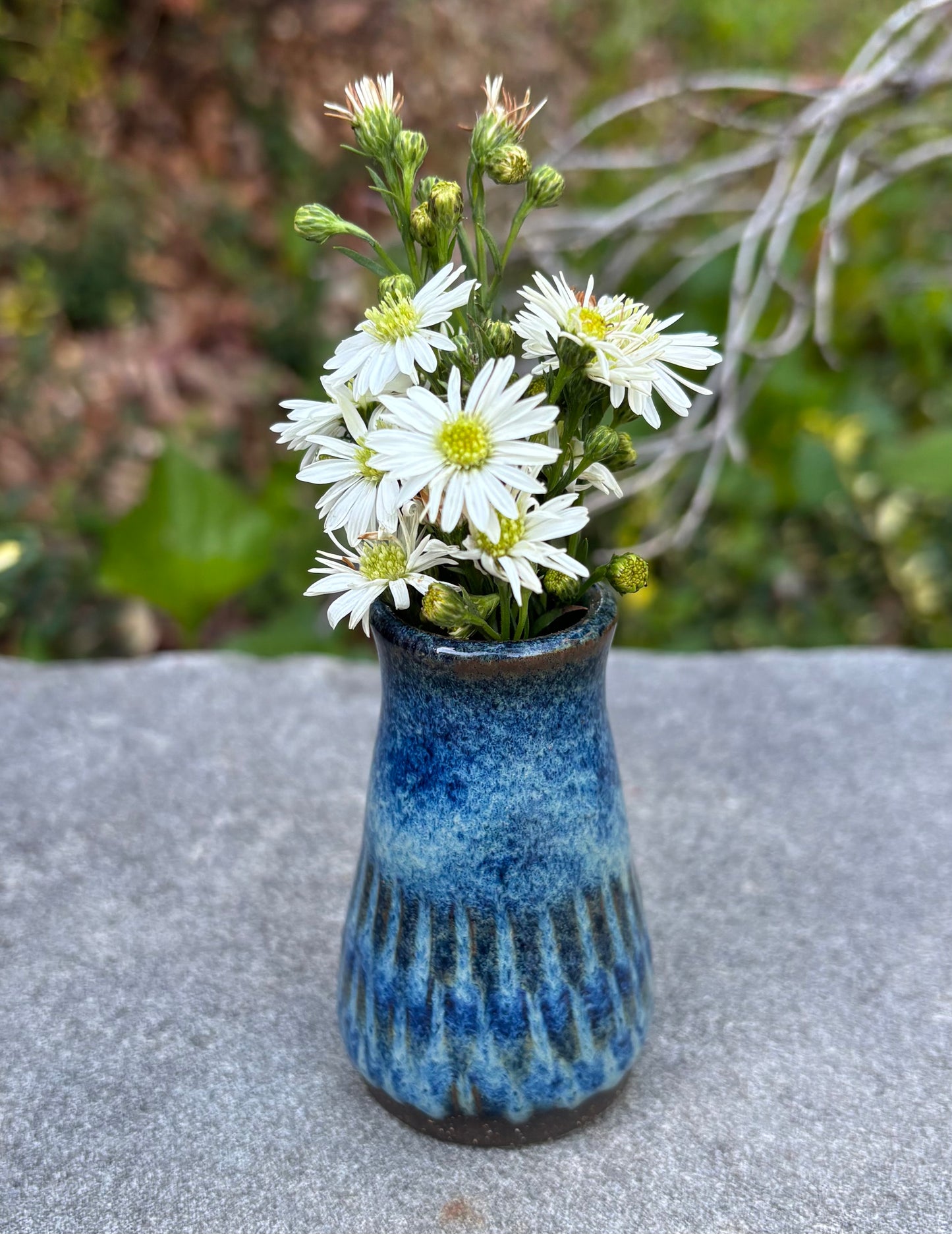 Tiny Carved Blue Vase