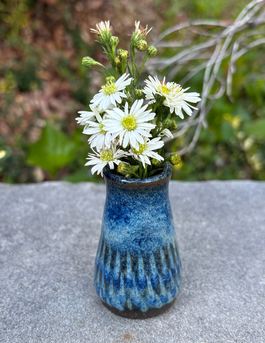 Tiny Carved Blue Vase