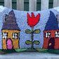 Tufted Tulip with Two Houses Pillow