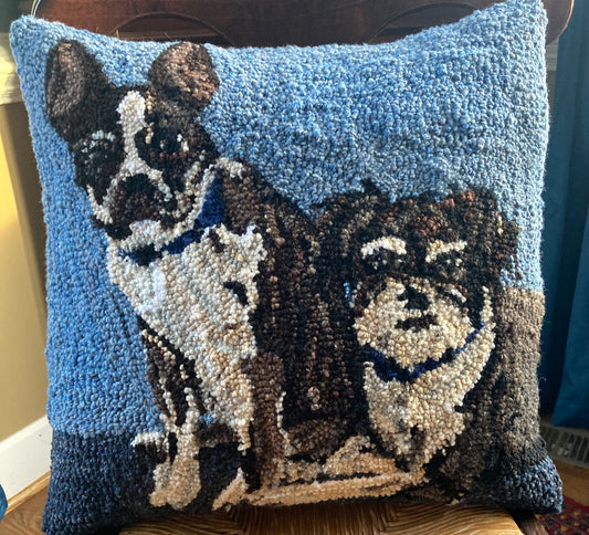 Commissioned Tufted Dog Portrait Pillow